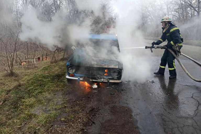 В Покрове на дороге горел автомобиль